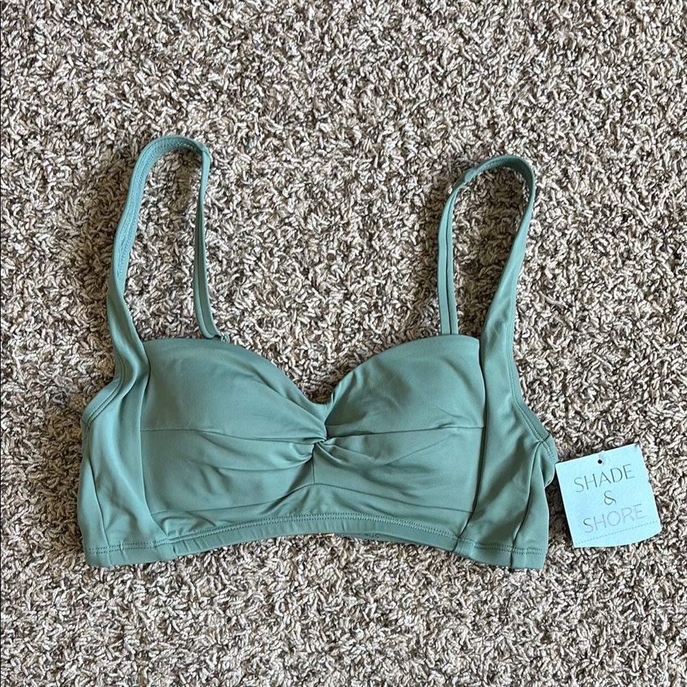 ☀️2/$20 Shade & Shore Women's Twist Front Green Swim Top Size XS